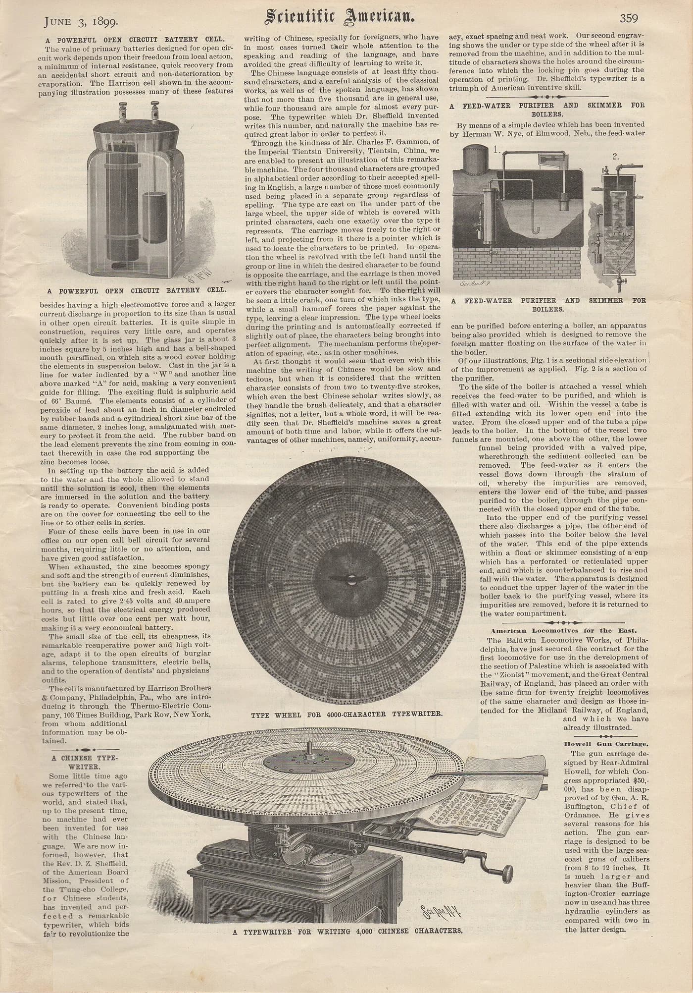 Иллюстрация в журнале Scientific American 1899 года: ранняя китайская пишущая машинка