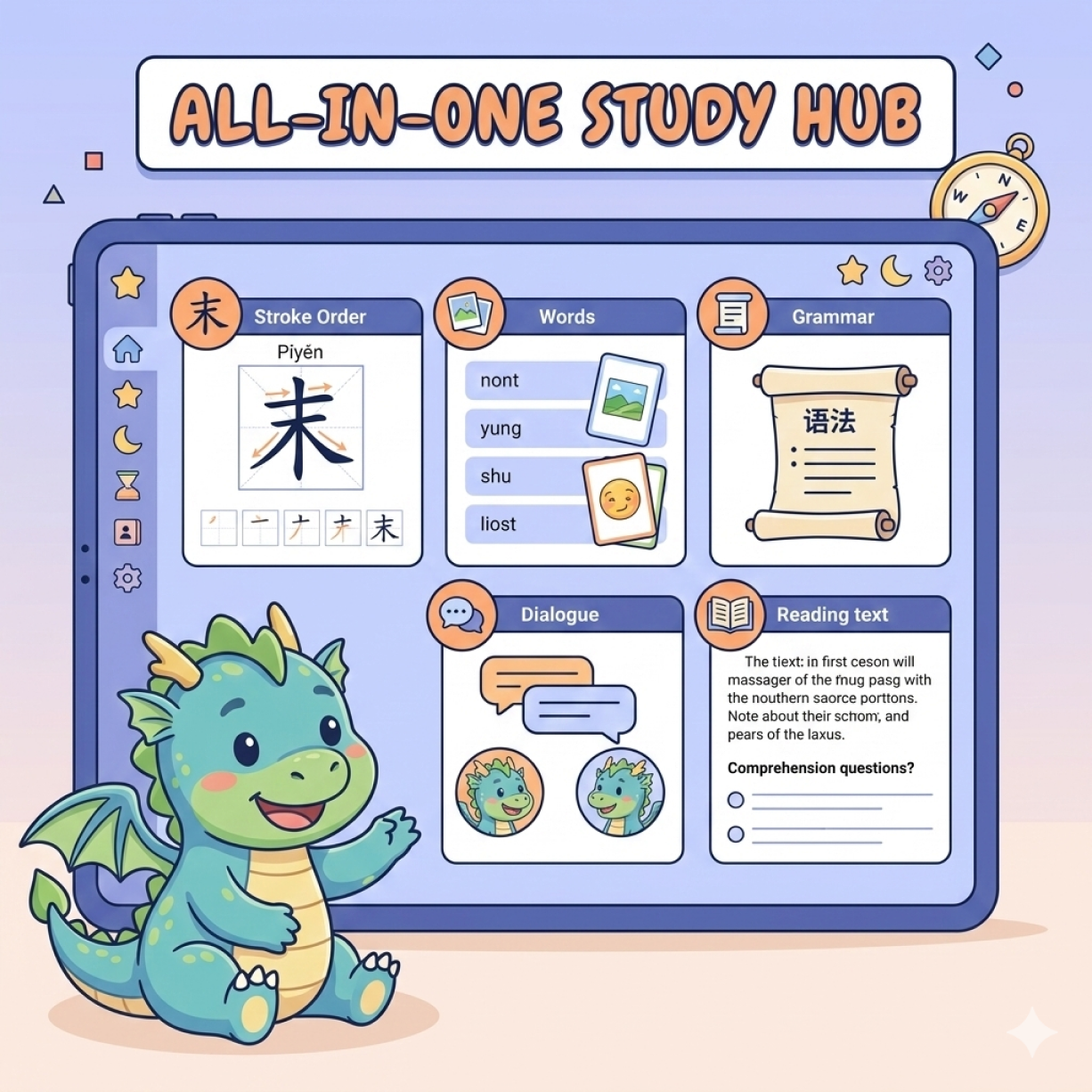 Tomyo app interface for learning Chinese